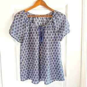 Joie Blue Floral Cotton Silk Top